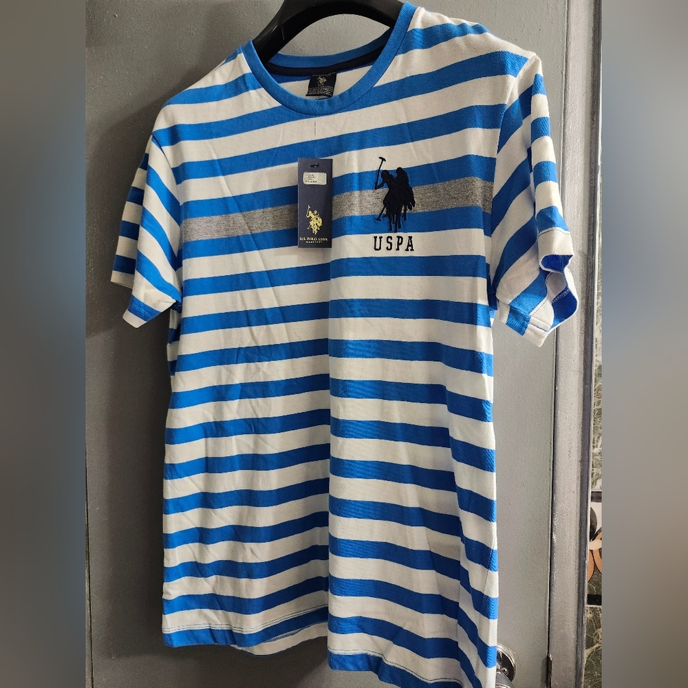 USPA striped cotton t-shirt small new with tags